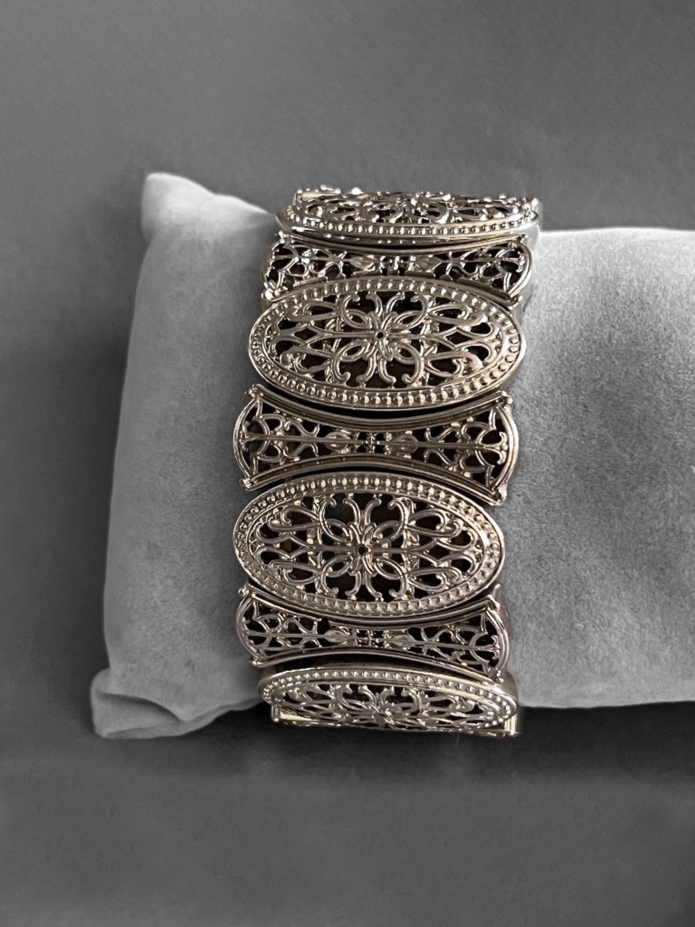 Ornate Silver Stretch Bracelet
